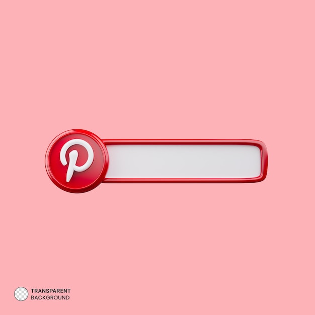 Free PSD pinterest search bar icon isolated 3d rendering