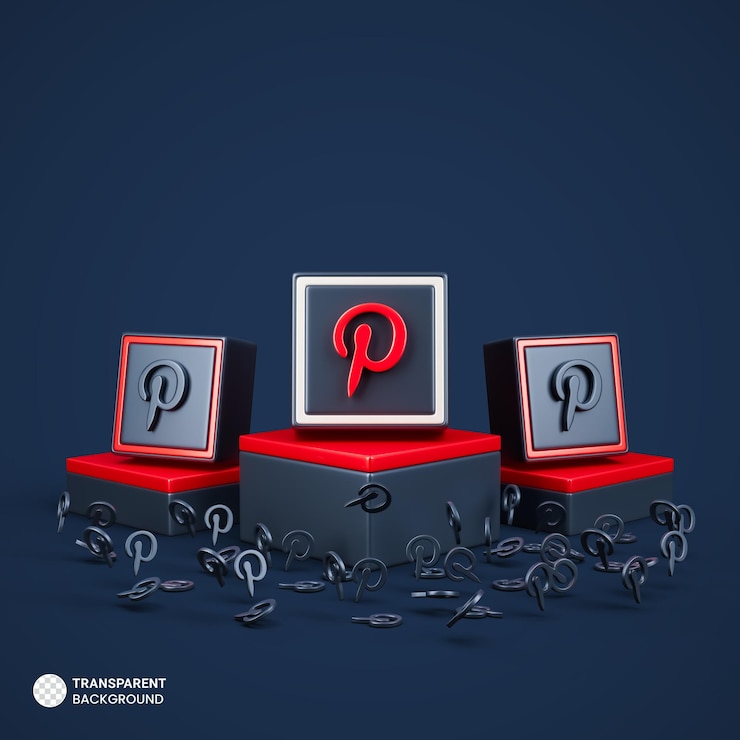 Free PSD pinterest sign on podium stage with blue background