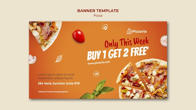 PSD gratuito concetto di modello di banner pizza