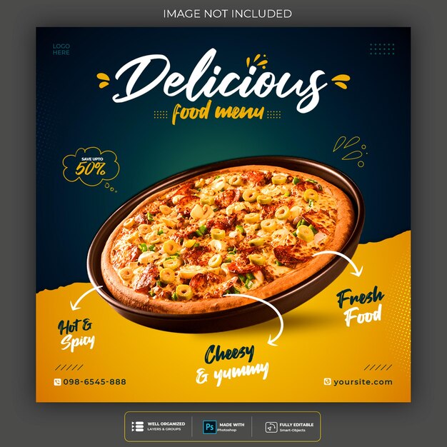 Pizza food social media banner post template