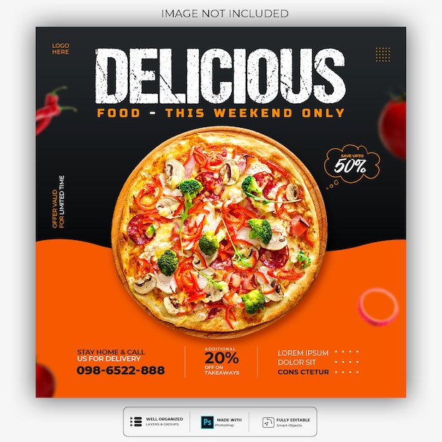 Pizza food social media banner post template