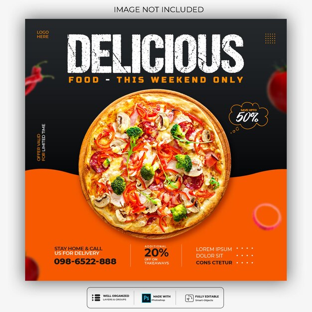 Pizza food social media banner post template