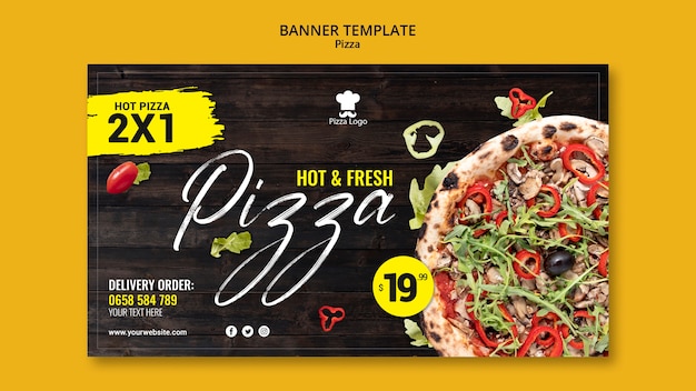 Free PSD pizza restaurant horizontal banner template