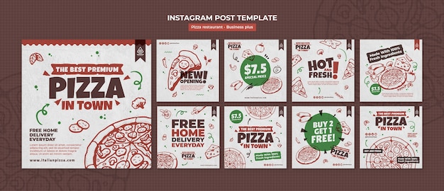 Pizza restaurant instagram posts template