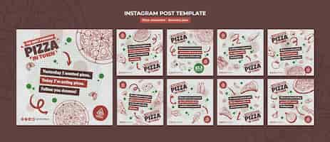 Free PSD pizza restaurant instagram posts template