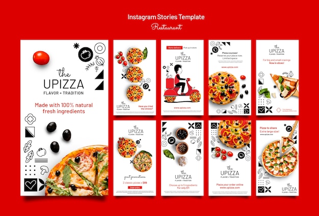 PSD gratuito modello di storie instagram ristorante pizzeria