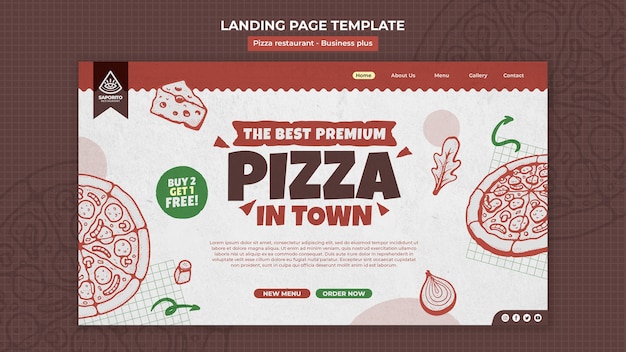 PSD gratuito modello di landing page del ristorante pizza