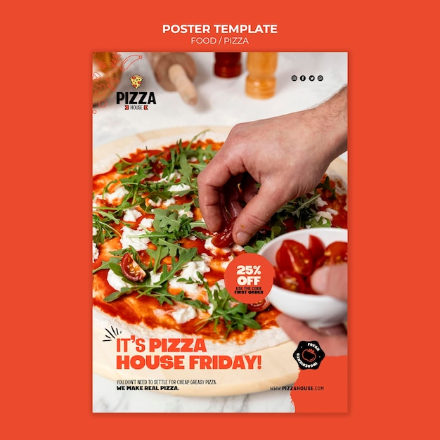 PSD gratuito modello di stampa ristorante pizzeria