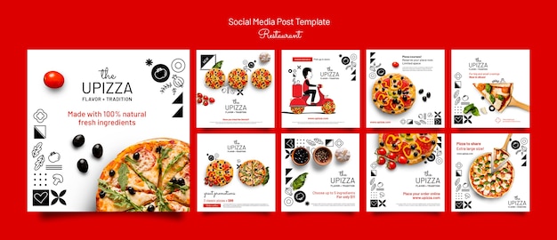 PSD gratuito modello di post sui social media del ristorante pizzeria