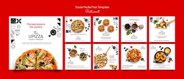 피자 레스토랑 소셜 미디어 게시물