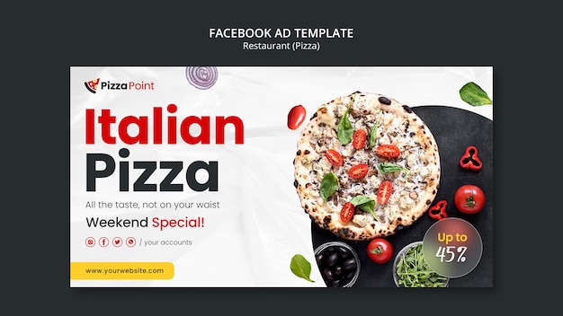 Бесплатный PSD Рекламный шаблон ресторана пиццы в социальных сетях