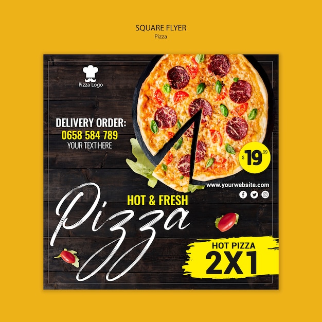 Pizza restaurant square flyer template