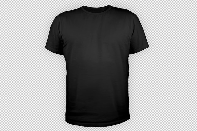 Plain black tshirt on transparent background