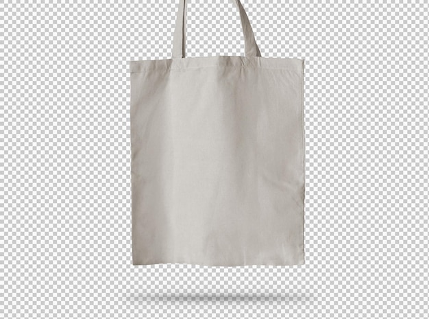 Free PSD plain white tote bag hanging over transparent background