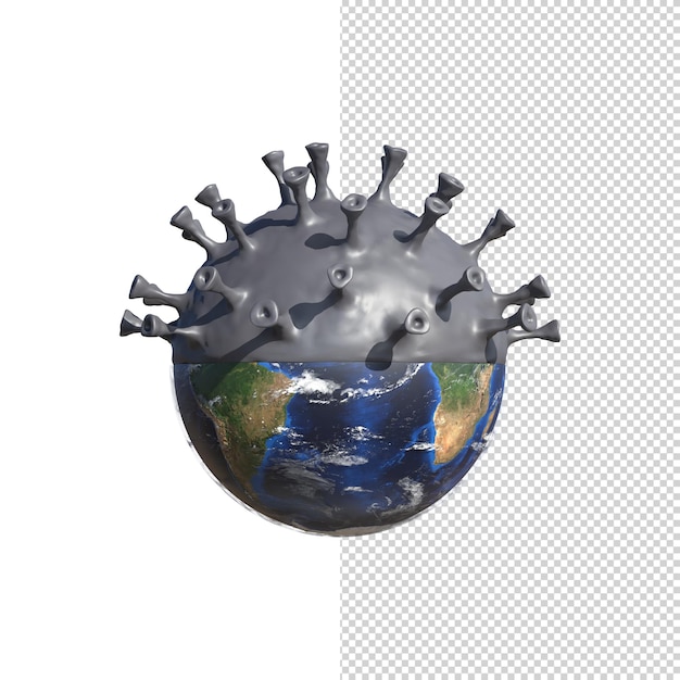 Free PSD the planet earth is transforming into the covid-19 virus