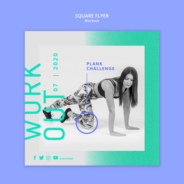 Free PSD plank challenge square flyer