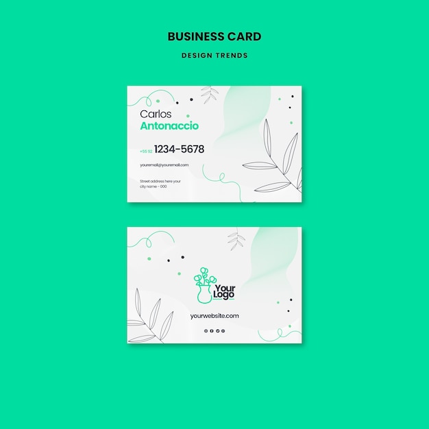 Free PSD plant care business card template