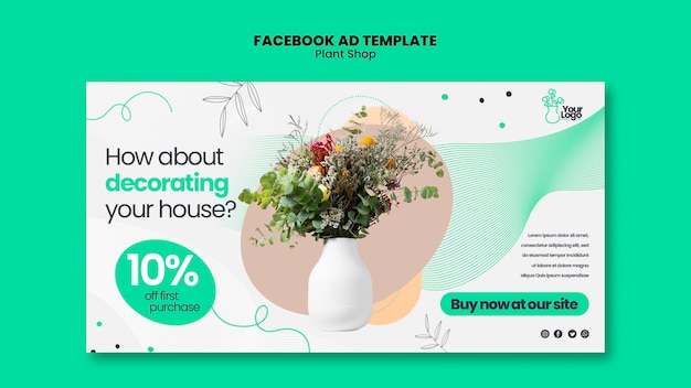 無料PSD 植物ケアfacebookテンプレート