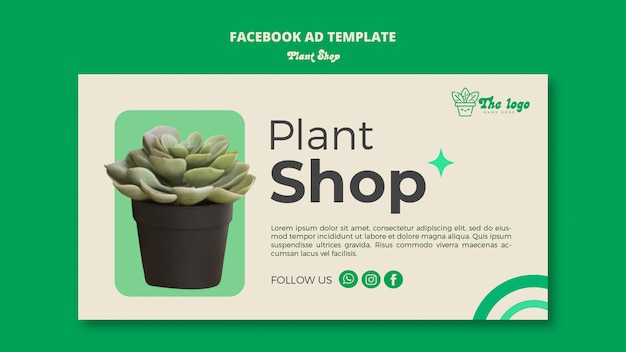 無料PSD 植物ケアfacebookテンプレート