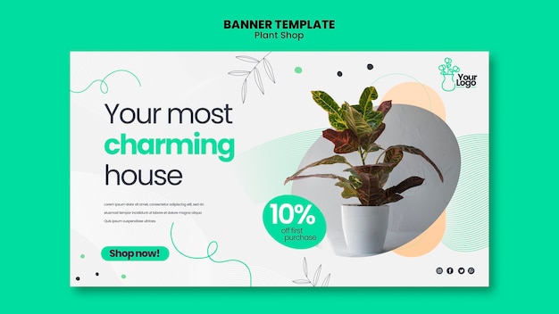 Free PSD plant care horizonal banner template