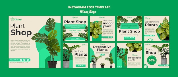 無料PSD 植物ケアinstagram投稿テンプレート