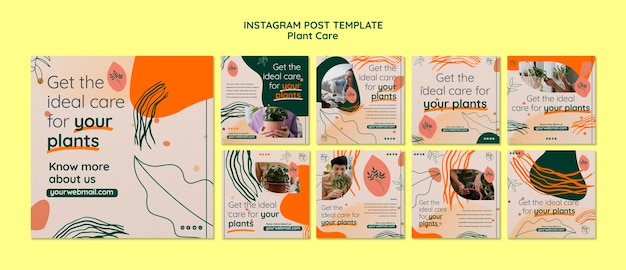 無料PSD 植物ケアinstagram投稿テンプレート