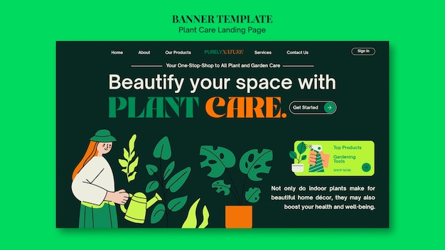 Free PSD plant care landing page template