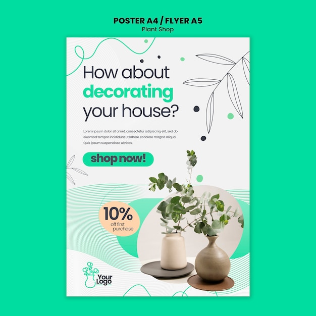 Free PSD plant care poster template