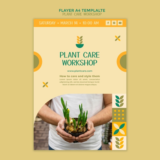 Free PSD plant care workshop flyer template