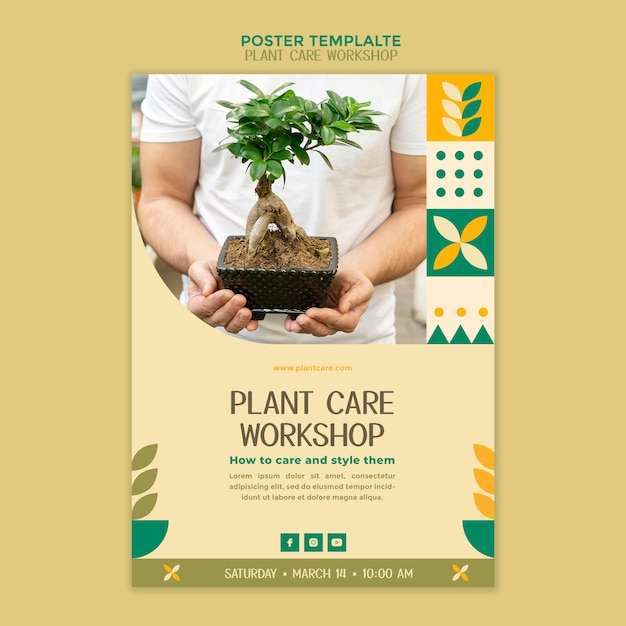 無料PSD 植物ケアワークショップポスターテンプレート