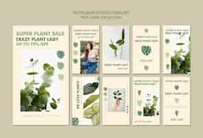 Free PSD plant lady concept instagram stories