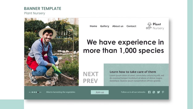 PSD gratuito modello di banner pubblicitario per vivaio di piante