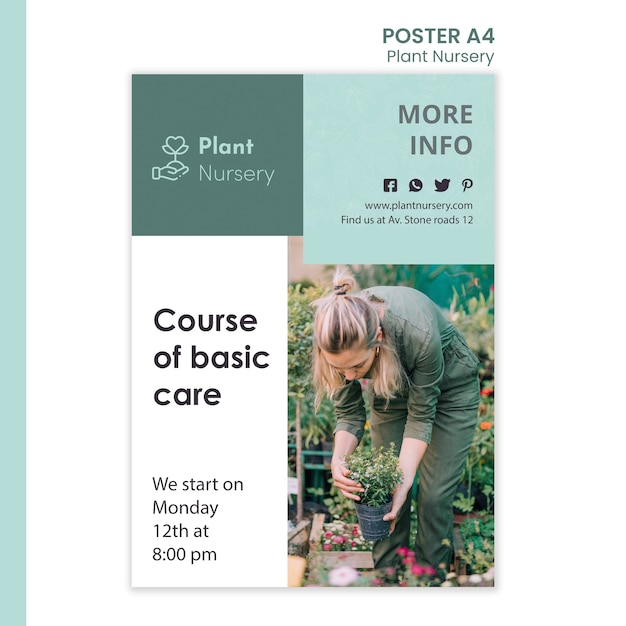 Free PSD plant nursery ad poster template