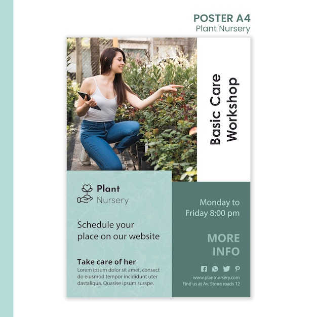 Plant Nursery Poster Template – Free PSD Template for Download