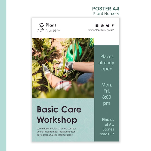 Free PSD plant nursery poster template