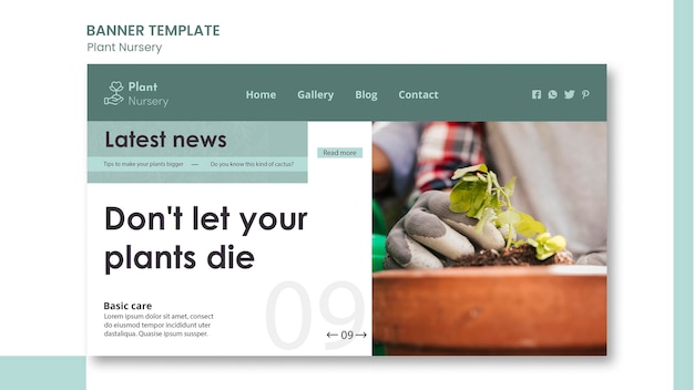 無料PSD 植物保育園プロモーションバナーテンプレート