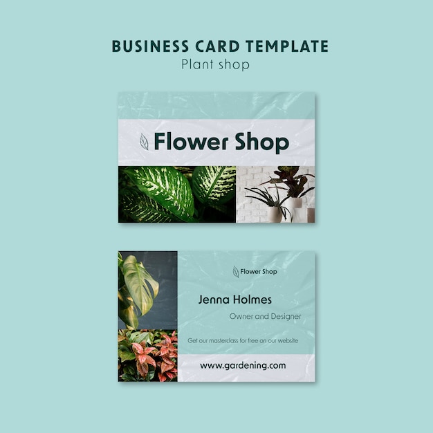 Free PSD plant shop business card template