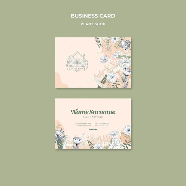 Plant shop business card template