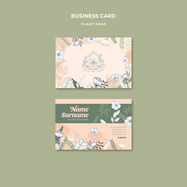 Plant shop business card template