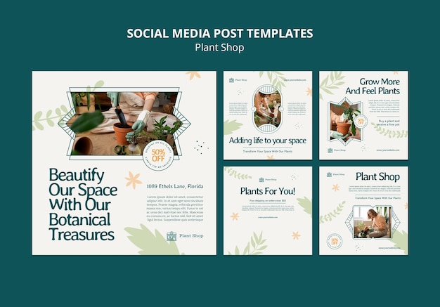 Free PSD plant shop instagram posts template