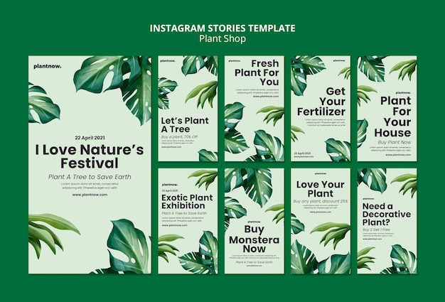 무료 PSD plant shop instagram 스토리 템플릿