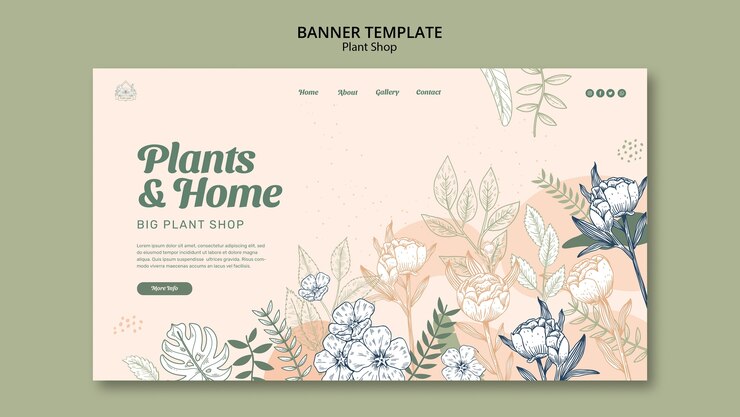 Free PSD plant shop landing page template