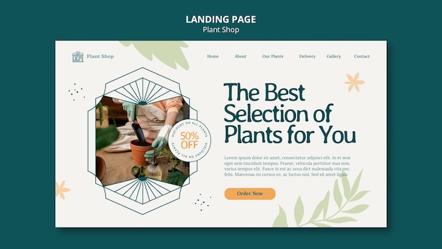 Free PSD plant shop landing page template