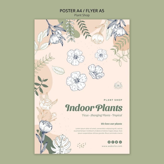 Free PSD plant shop poster template