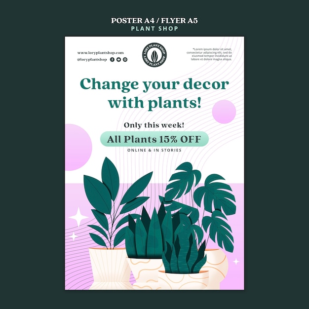 Free PSD plant shop poster template