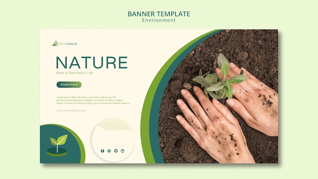 無料PSD 土壌バナーテンプレートに苗を植える