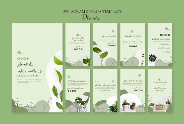 PSD gratuito modello di storie di instagram di piante
