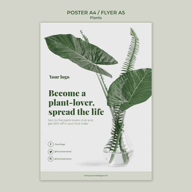 Plants poster template design