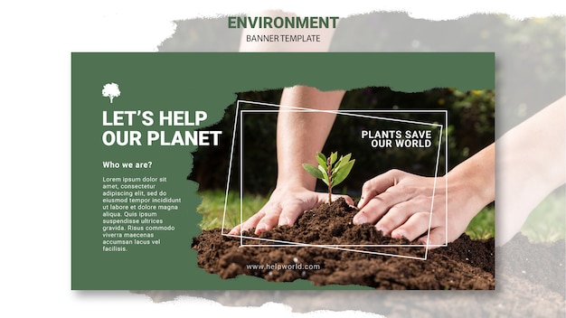 Free PSD plants saving the earth banner template