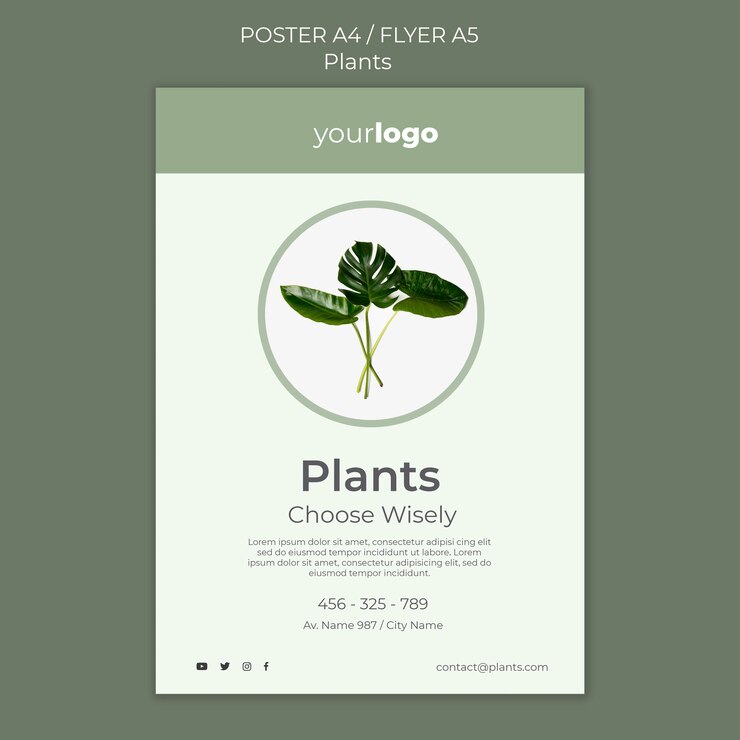 Free PSD plants shop poster template